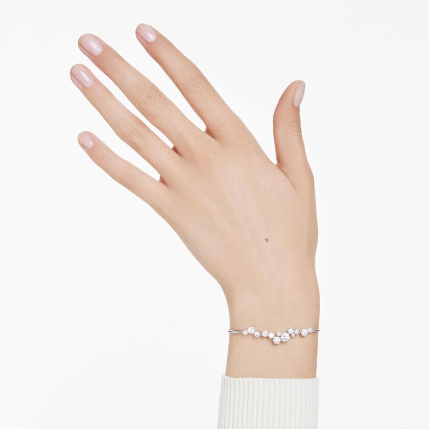 Buy Swarovski Constella bangle, Crystal pearl, Round cuts, White