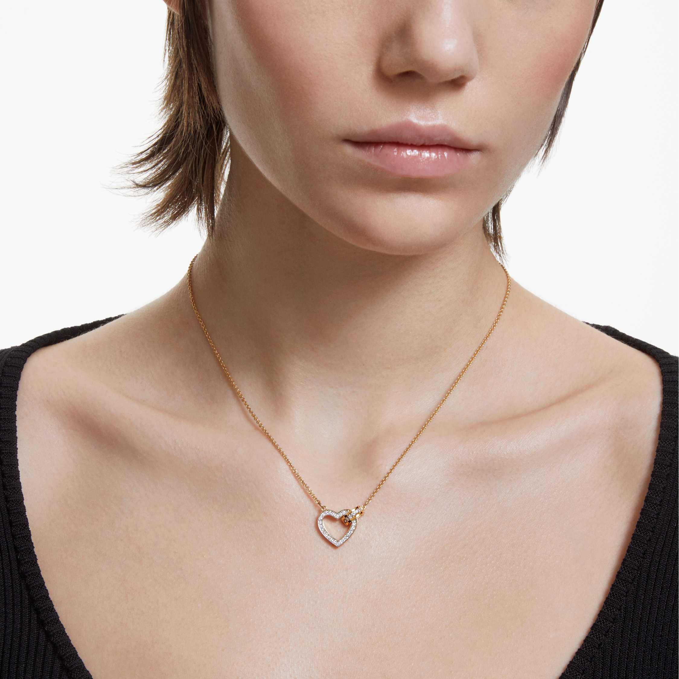 Buy Swarovski Lovely necklace, Heart, White, Gold-tone plated