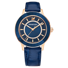 Buy Swarovski Octea Lux Watch Leather Strap Blue Rose Gold Tone