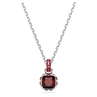 swarovski birthstone pendant square cut january red rhodium plated