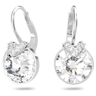 swarovski bella v drop earrings round cut white rhodium plated