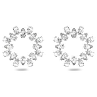 swarovski matrix hoop earrings pear cut white rhodium plated