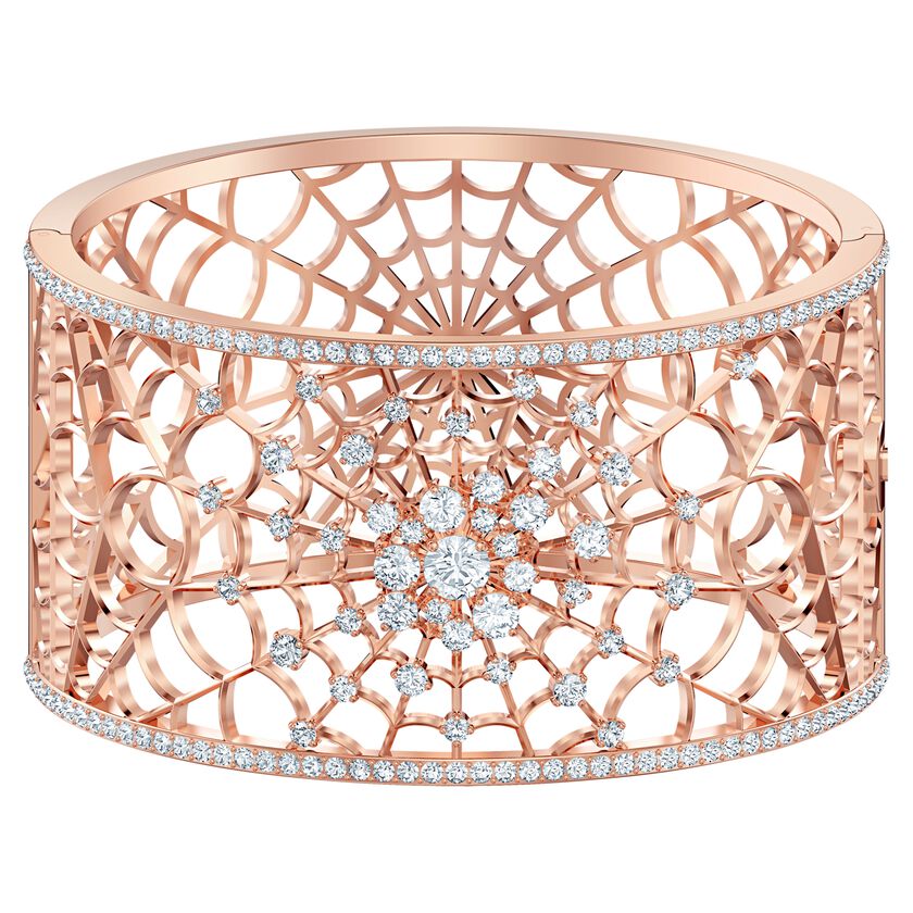 Precisely Cuff, White, Rose-gold tone plated