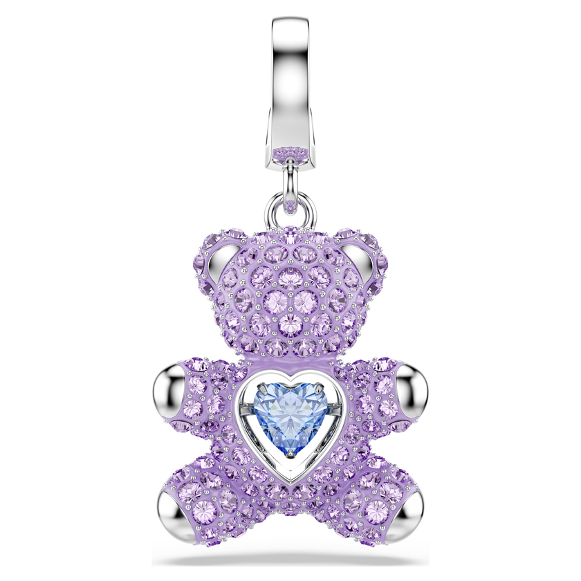 swarovski idyllia charm  mixed cuts  teddy  purple  rhodium plated