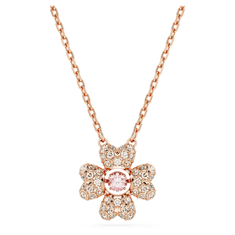 swarovski idyllia pendant  clover  white  rose gold tone plated
