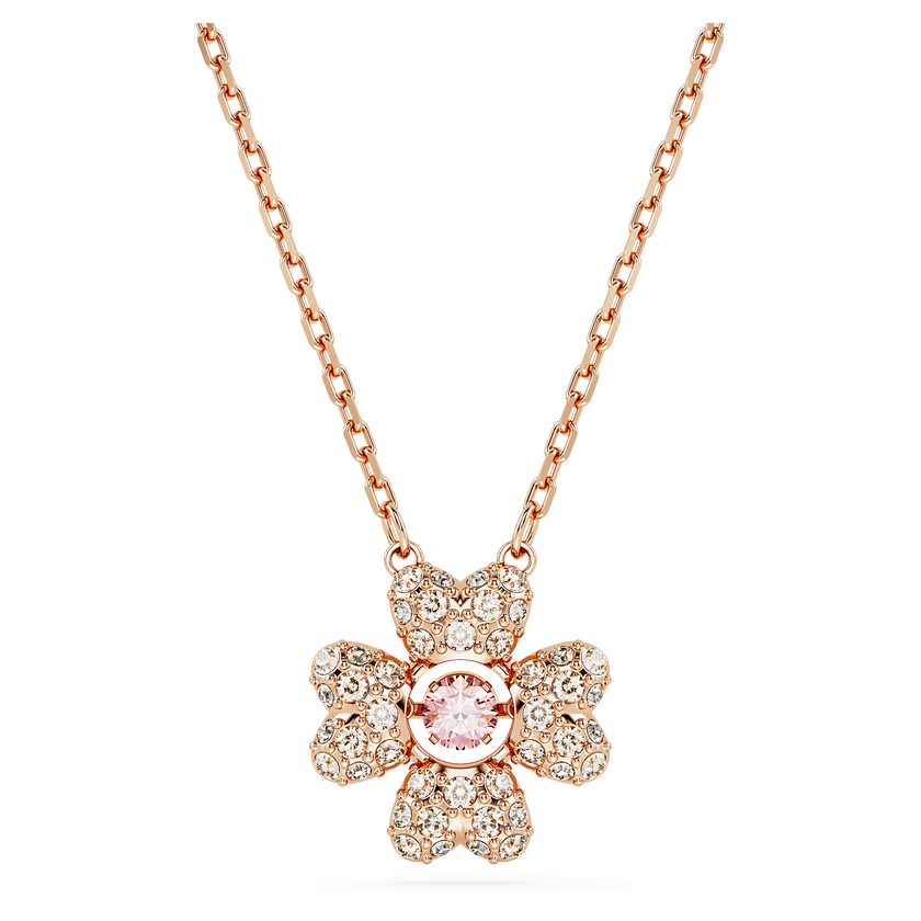 swarovski idyllia pendant  clover  white  rose gold tone plated