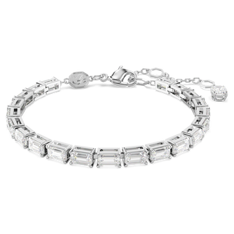 swarovski matrix tennis bracelet baguette cut white rhodium plated