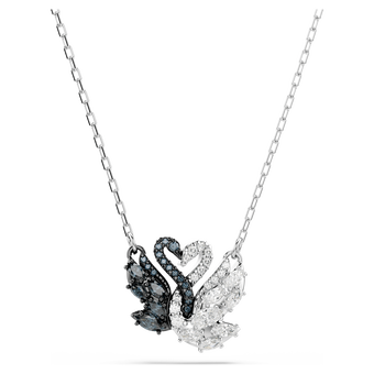 swarovski swan pendant swan black rhodium plated
