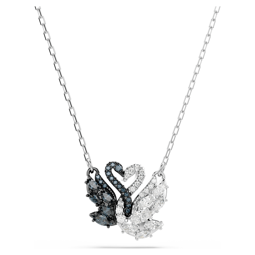 swarovski swan pendant  swan  black  rhodium plated