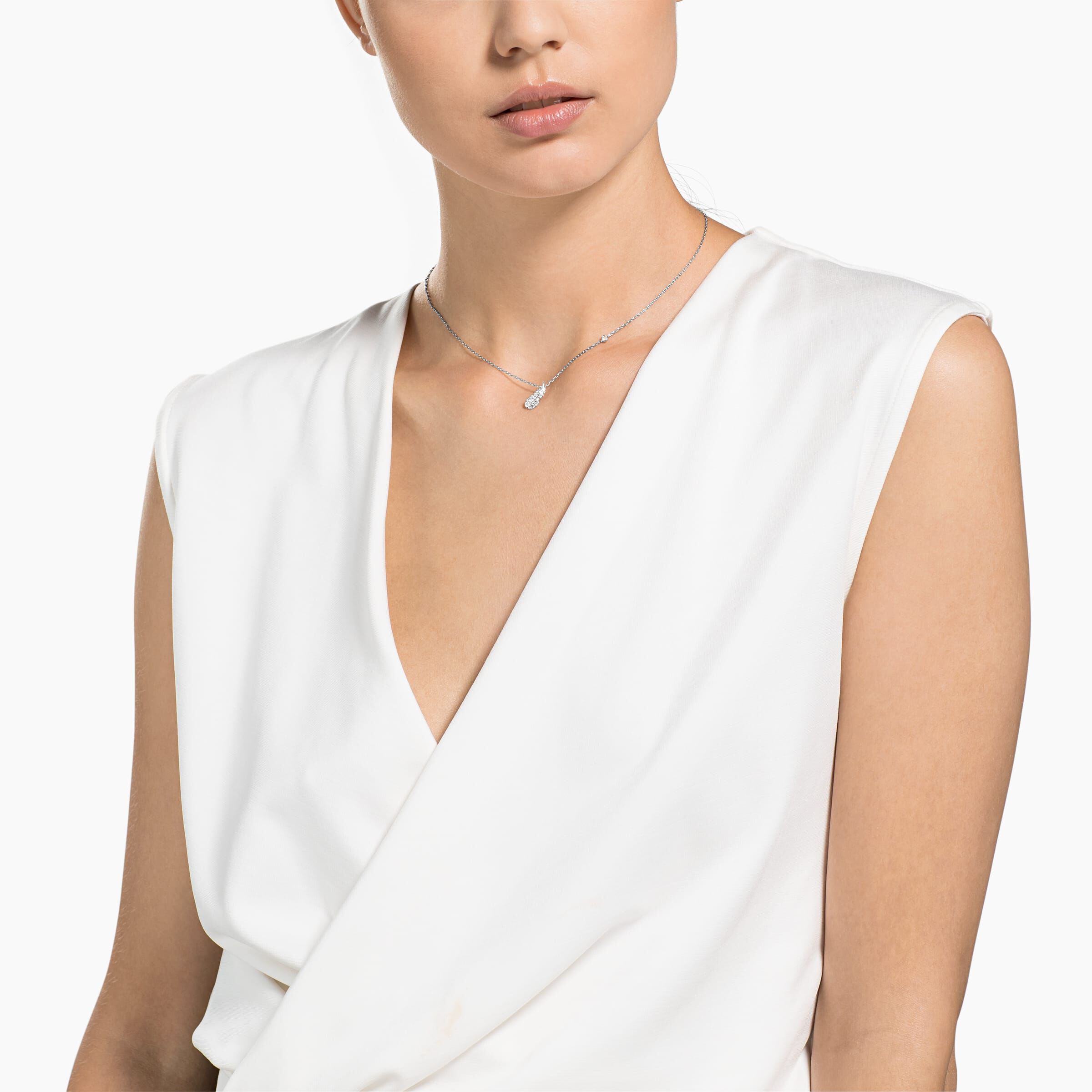 swarovski naughty necklace  feather  white  rhodium plated