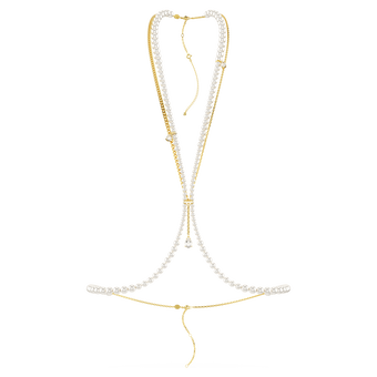swarovski idyllia body chain crystal pearls white gold tone plated