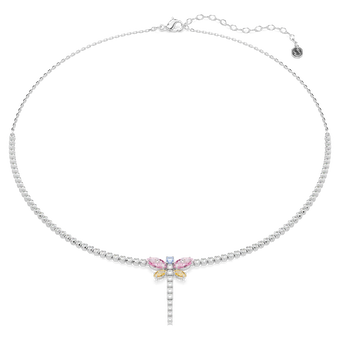 ariana grande x swarovski tennis y necklace  mixed cuts  dragonfly  multicolored  rhodium plated