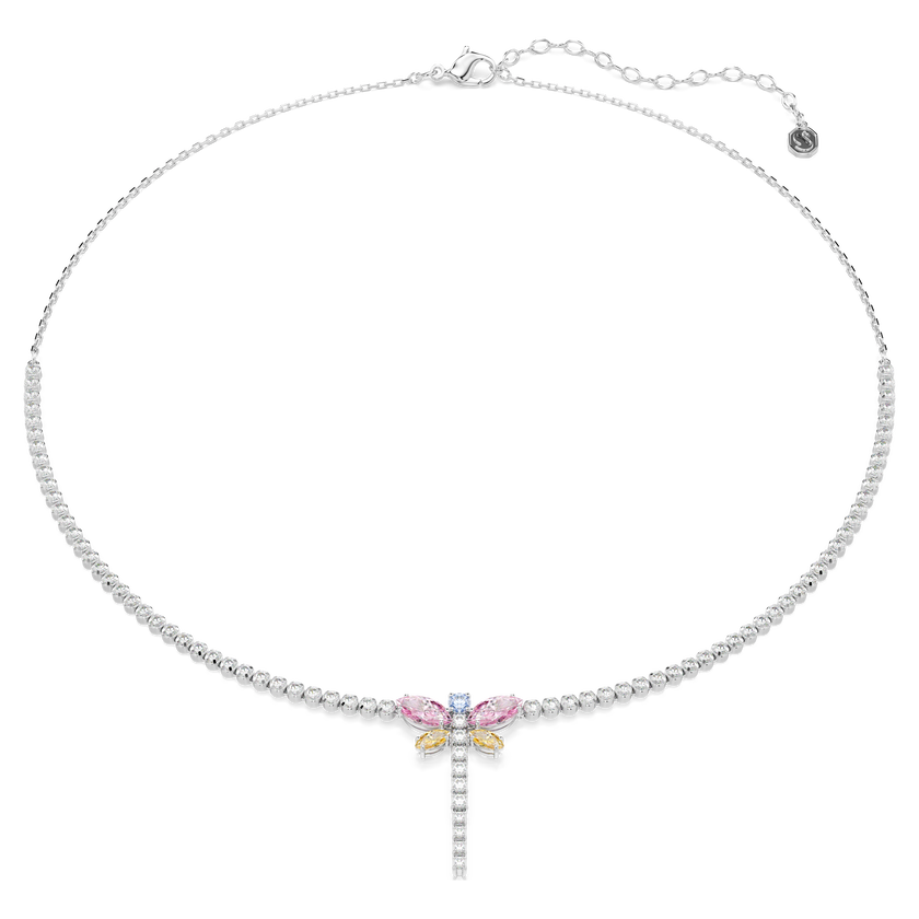 ariana grande x swarovski tennis y necklace  mixed cuts  dragonfly  multicolored  rhodium plated