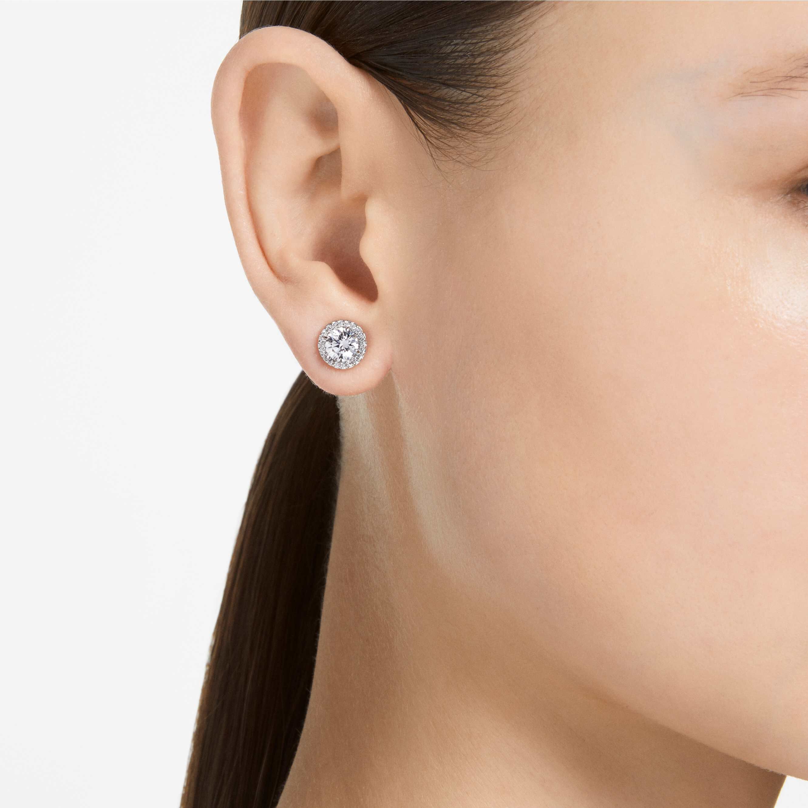 Buy Swarovski Una Angelic stud earrings Round cut Pave White Rhodium plated