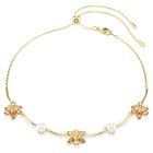 swarovski idyllia necklace crystal pearl mixed cuts flower multicolored gold tone plated