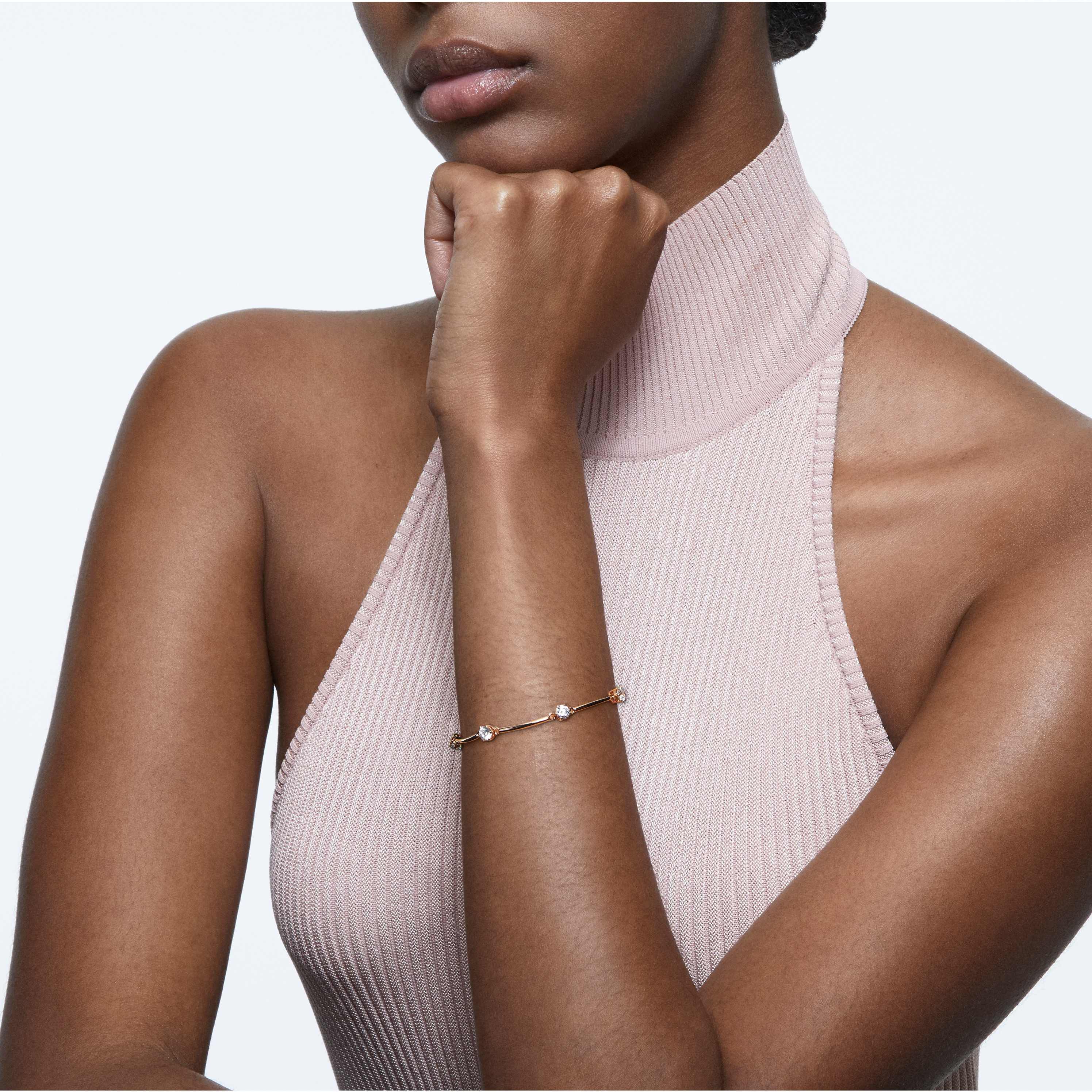 swarovski constella bangle  white  rose gold tone plated