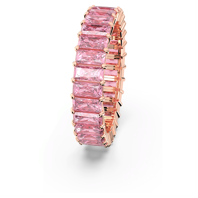 swarovski matrix ring  baguette cut  pink  rose gold tone plated