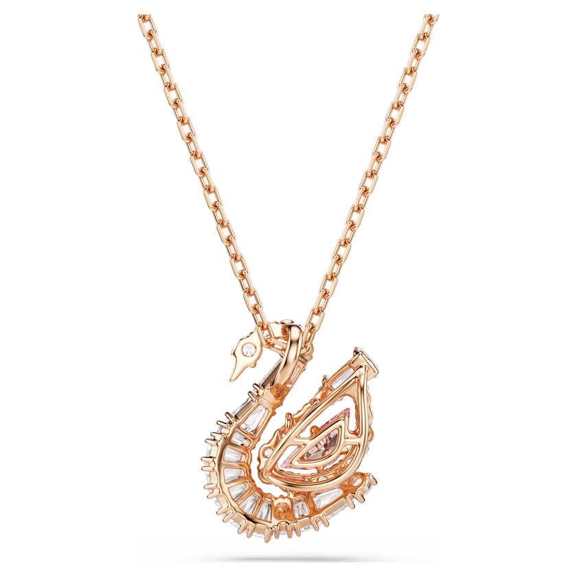 swarovski swan pendant  mixed cuts  swan  pink