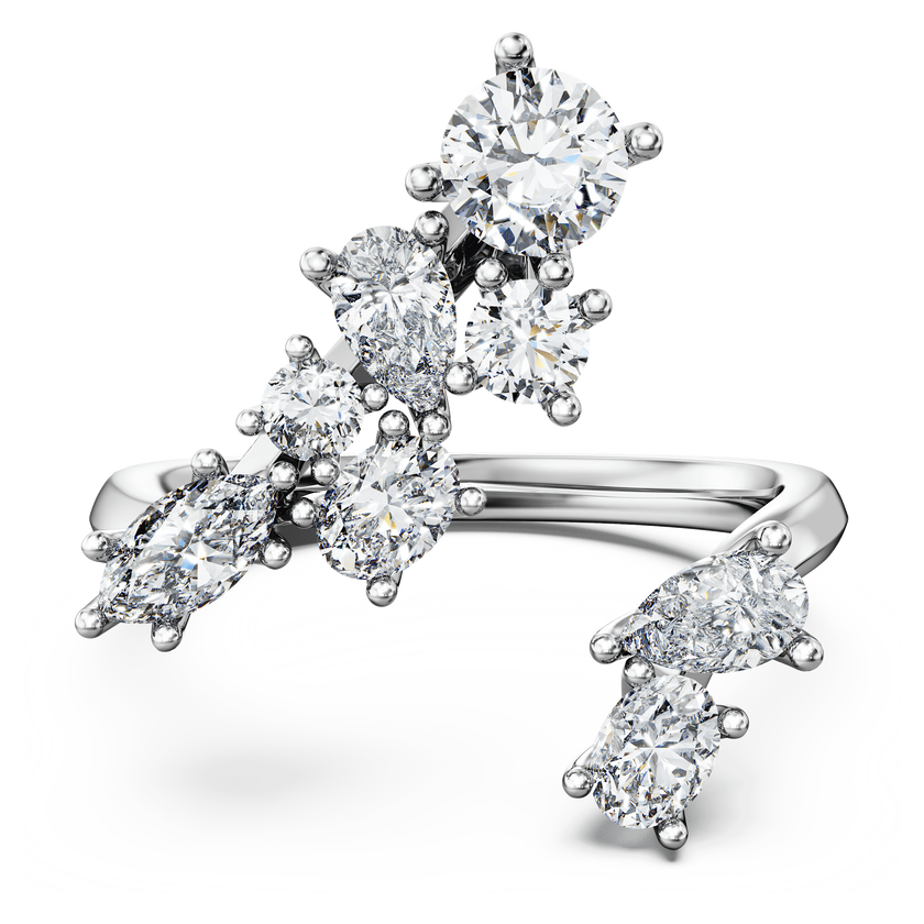 swarovski galaxy bypass ring  lab grown diamonds 1 25 ct tw  mixed shapes  18k white gold