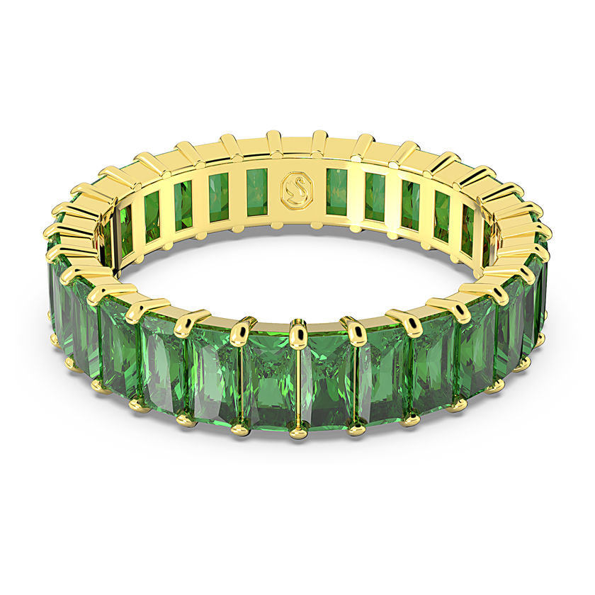 swarovski matrix ring  baguette cut  green  gold tone plated