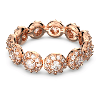 swarovski una ring  round cut  pav   white  rose gold tone plated