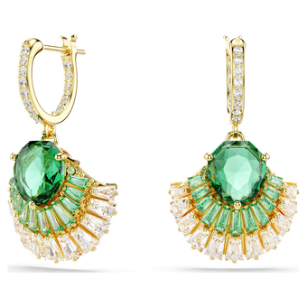 swarovski idyllia drop earrings  mixed cuts  shell  green  gold tone plated