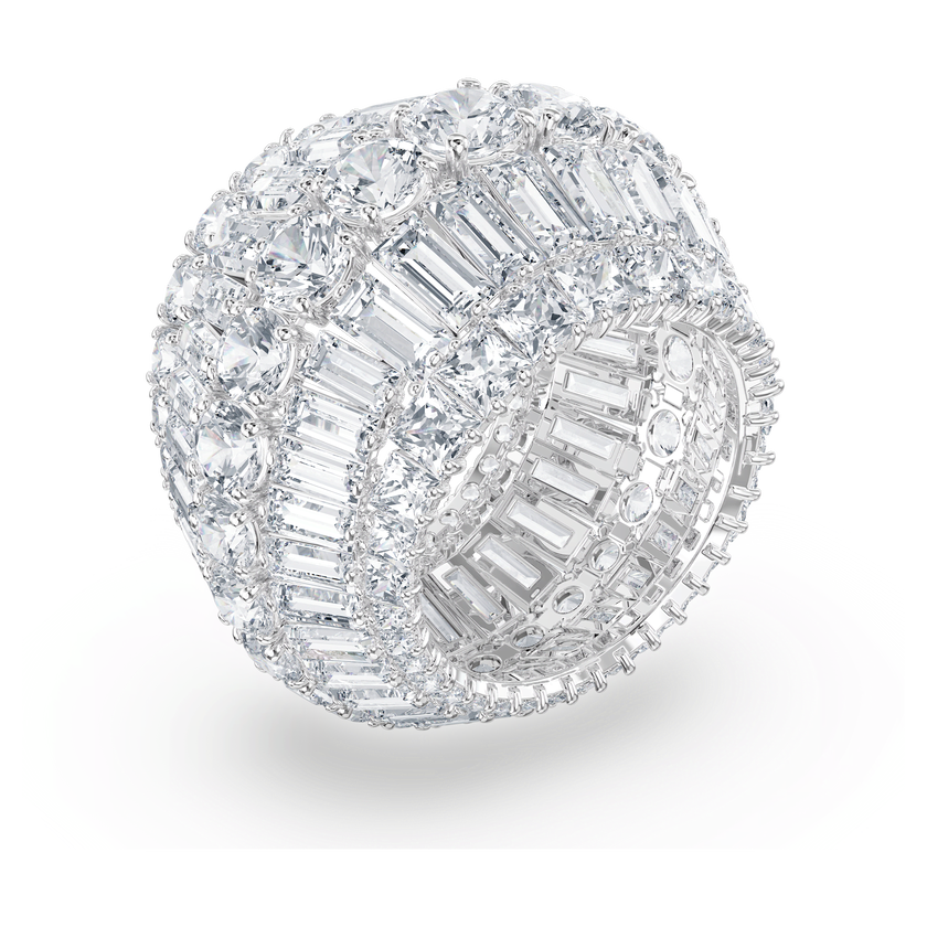 swarovski hyperbola cocktail ring  large  white  rhodium plated