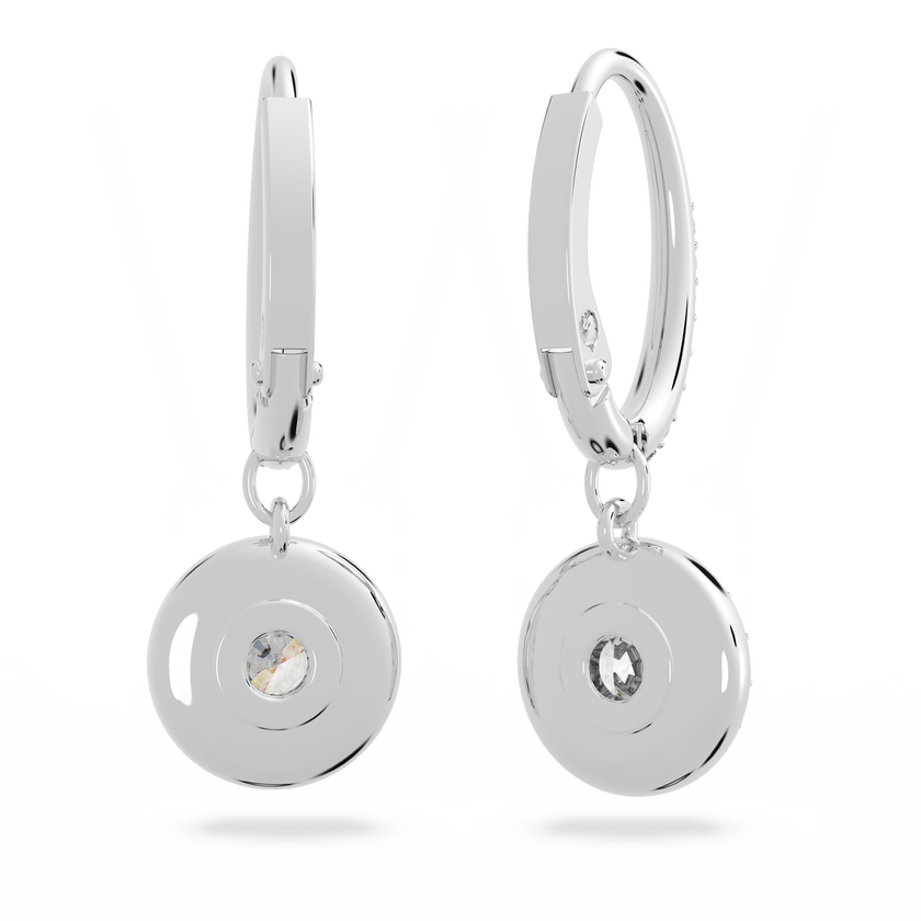 swarovski angelic drop earrings  round cut  white  rhodium plated