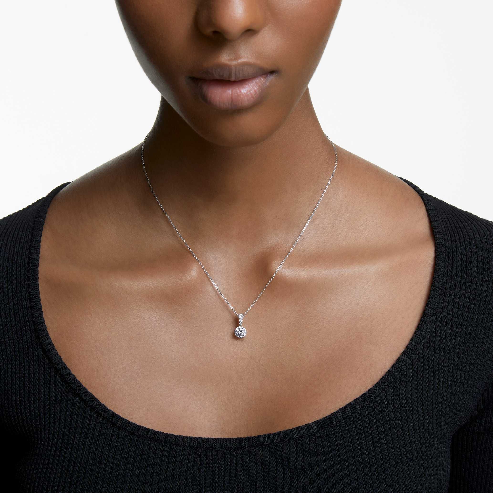 Buy Swarovski Stilla pendant Round cut White Rhodium plated