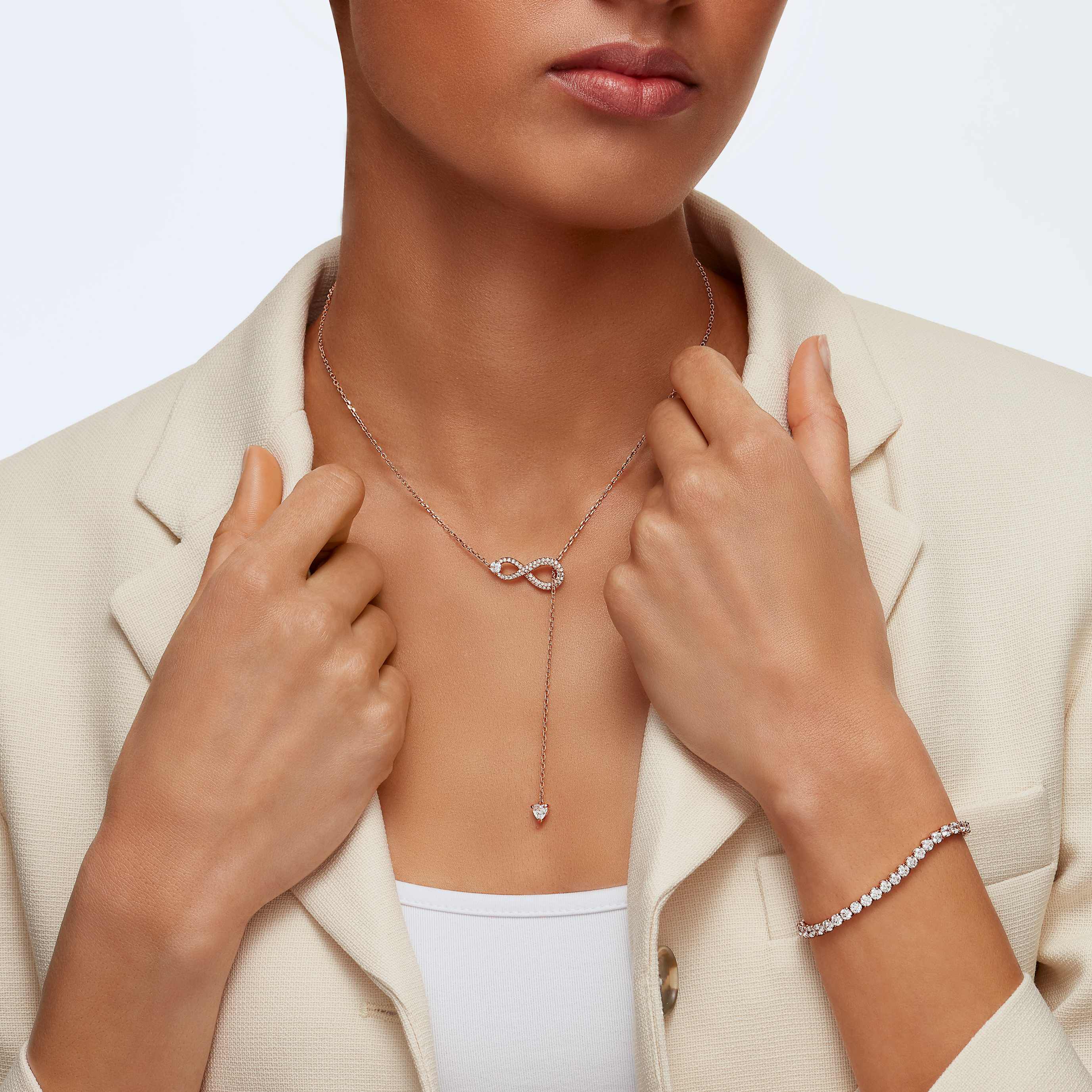 Buy Swarovski Swarovski Infinity Y Necklace, White, Rose Buy Swarovski Swarovski Infinity Y Necklace, White, Rose