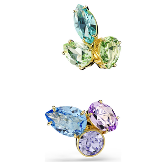 swarovski gema ear cuffs  asymmetrical design  mixed cuts  multicolored  gold tone plated