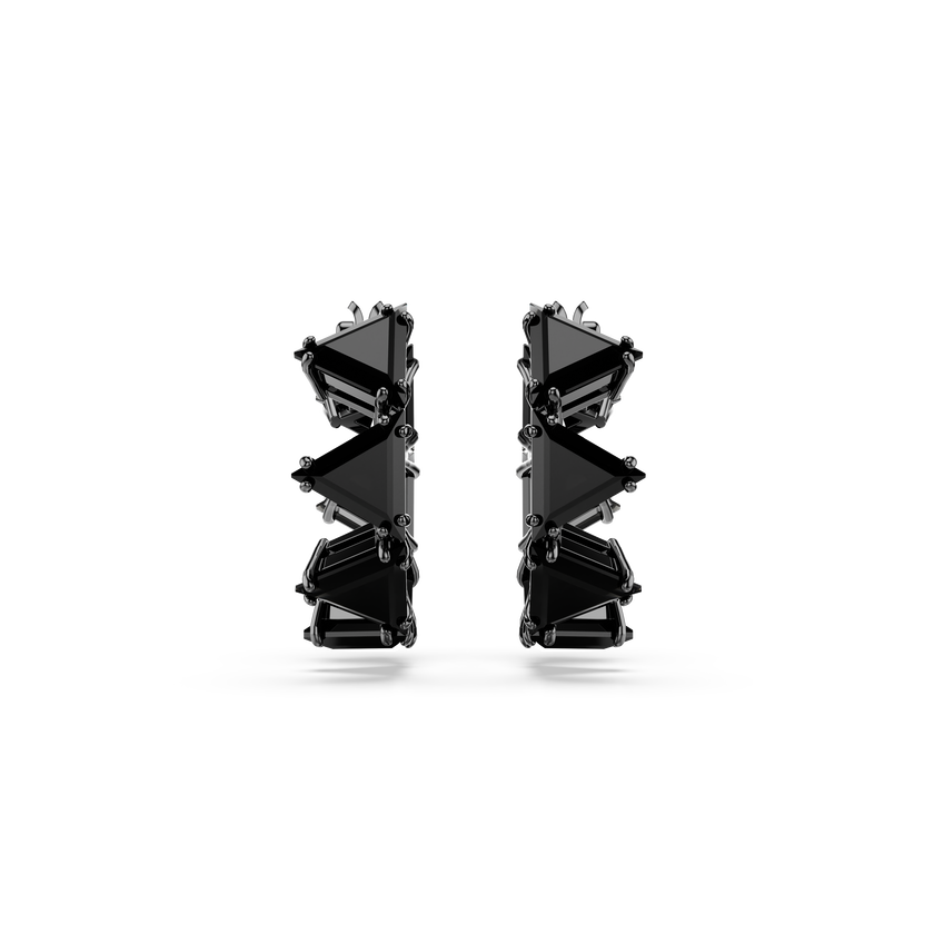 swarovski matrix hoop earrings  triangle cut  triangle  mini  black  ruthenium plated