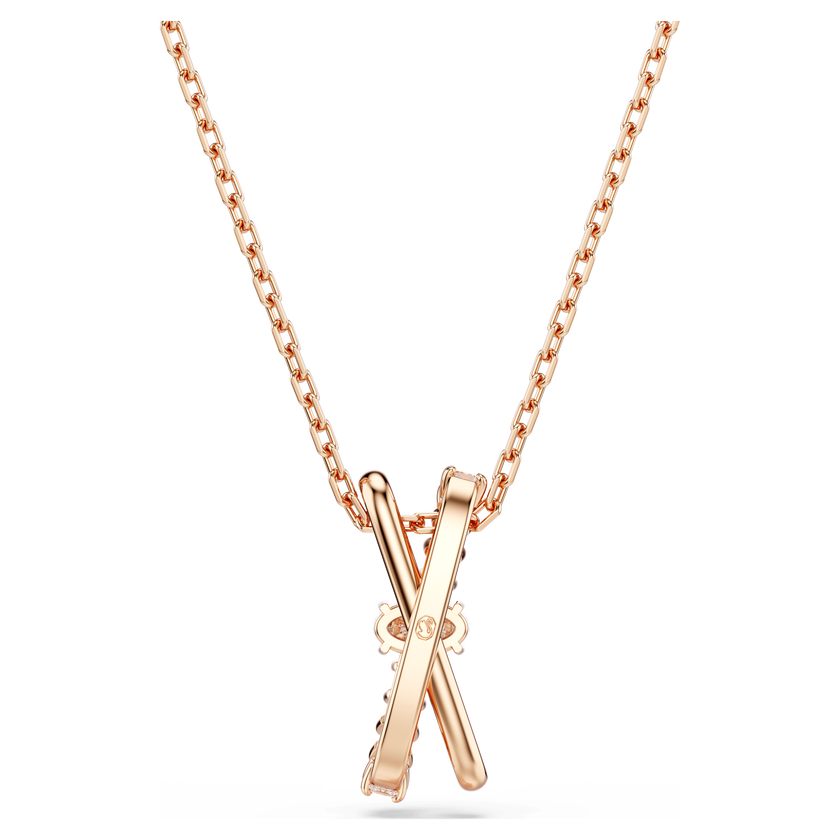 swarovski hyperbola pendant  mixed cuts  twist  white  18k rose gold finish