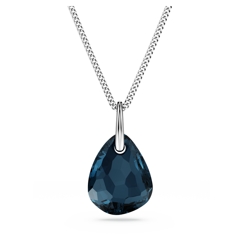 swarovski galet pendant  blue  rhodium plated