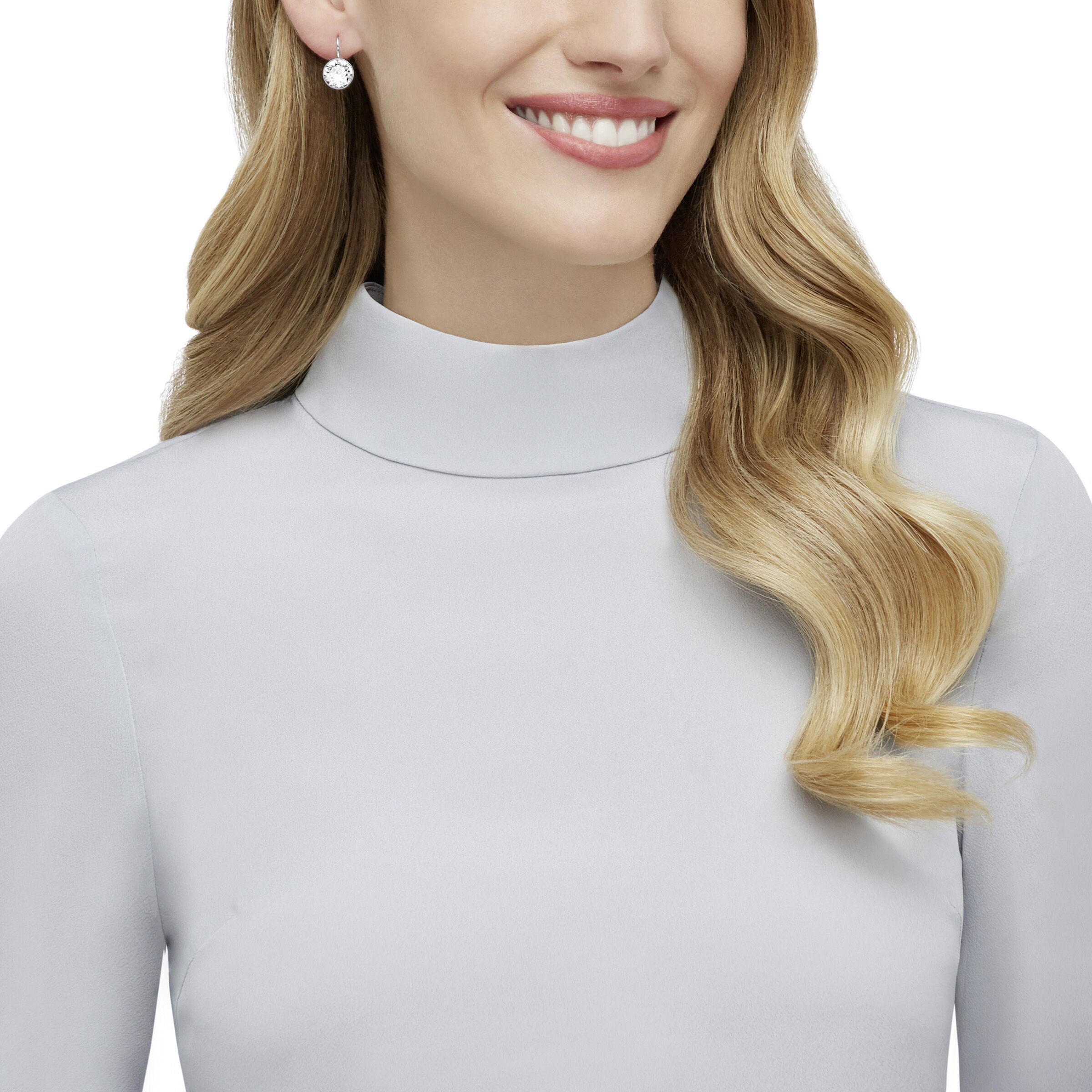 Bella Mini Pierced Earrings White Rhodium Plated