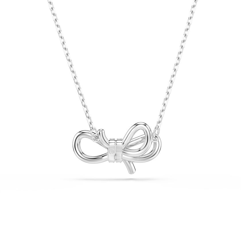 swarovski lifelong pendant  pav   bow  white  rhodium plated
