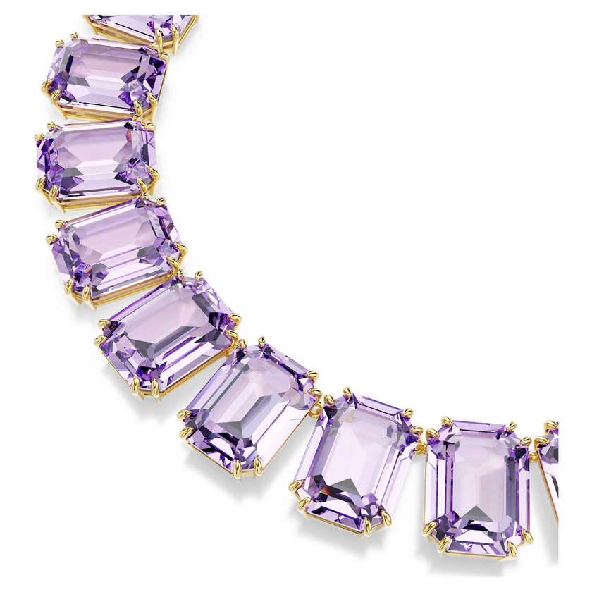swarovski millenia tennis necklace  oversized crystals  octagon cut  purple  gold tone plated