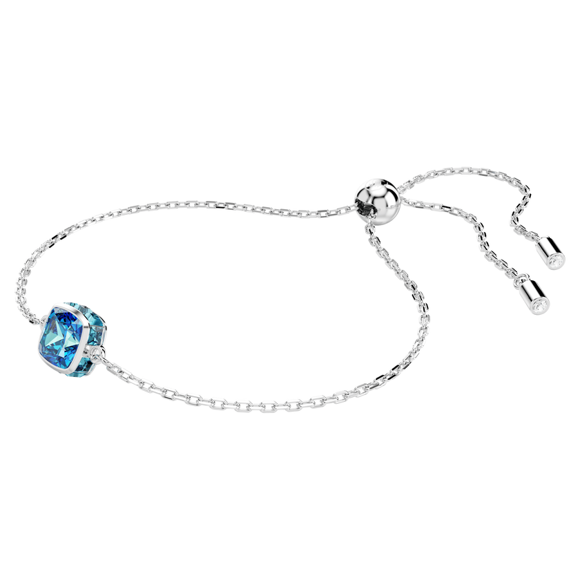 swarovski birthstone bracelet  square cut  december  blue  rhodium plated