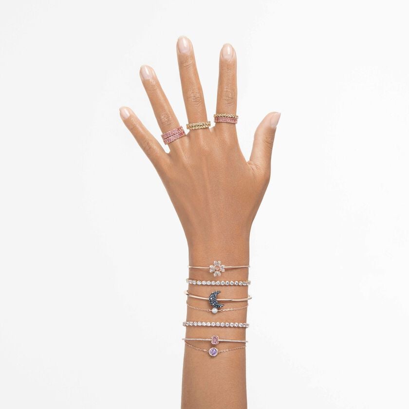 swarovski matrix tennis bracelet  round cut  white  rose gold tone plated