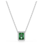 swarovski una angelic pendant  rectangular cut  pav   green  rhodium plated
