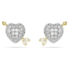 swarovski idyllia stud earrings  mixed cuts  heart with arrow  white  mixed metal finish