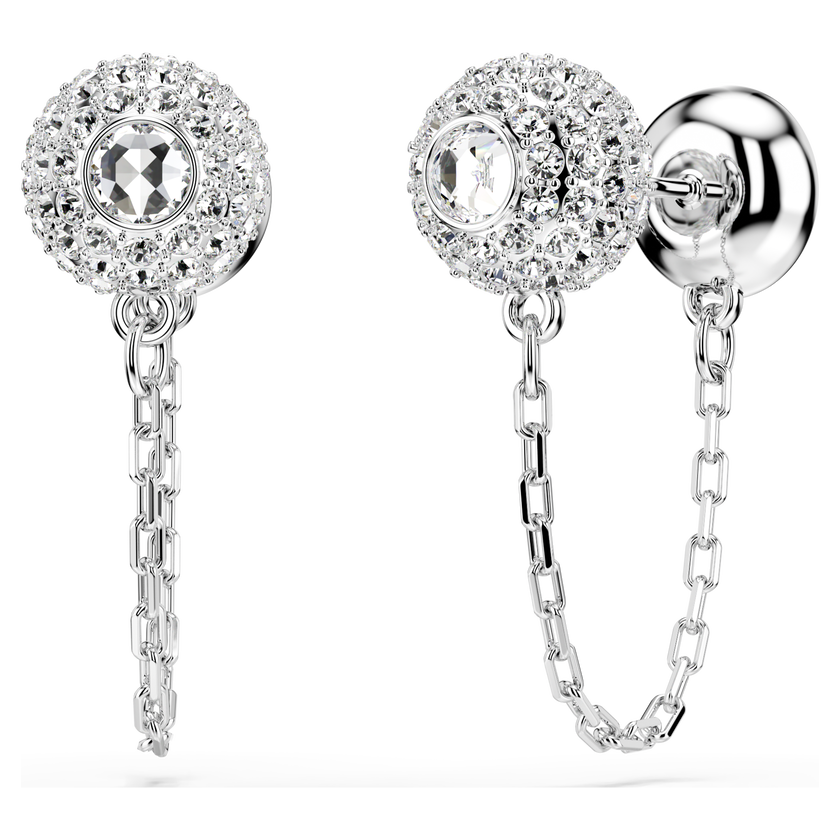 swarovski una angelic drop earrings  round cut  white  rhodium plated