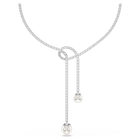 swarovski matrix y necklace crystal pearl round cut white rhodium plated