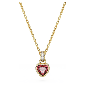 swarovski chroma pendant  heart  red  18k gold finish