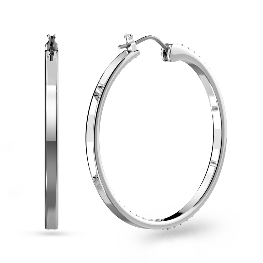 swarovski sommerset hoop earrings  white  rhodium plated