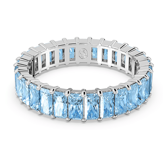 swarovski matrix ring  baguette cut  blue  rhodium plated