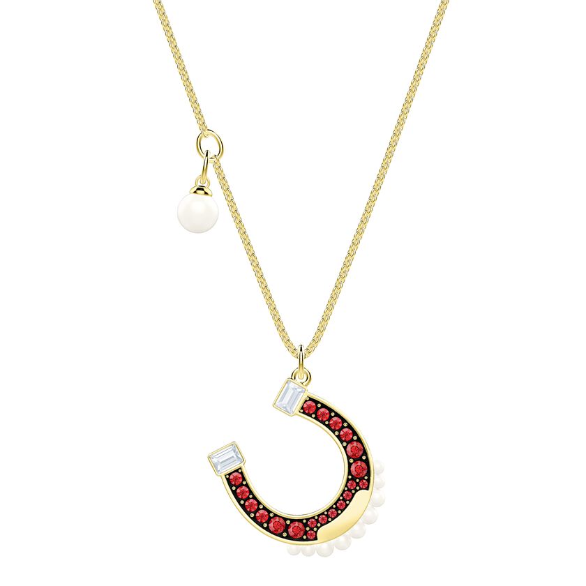 Lucky Goddess Horse Necklace, Multi-colored, Gold plating