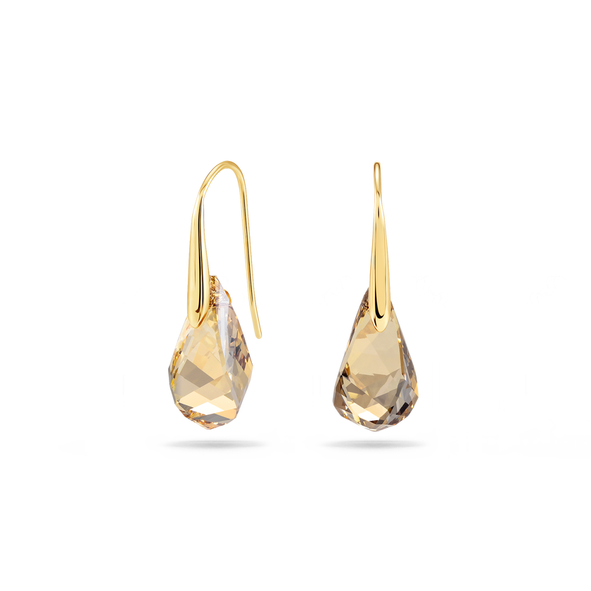 swarovski energic drop earrings  brown  gold tone plated
