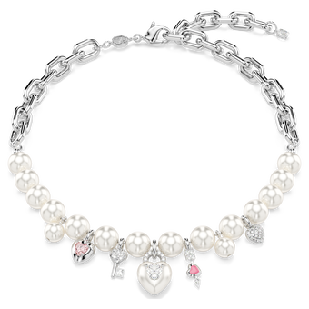 swarovski idyllia necklace  crystal pearl  mixed cuts  white  rhodium plated