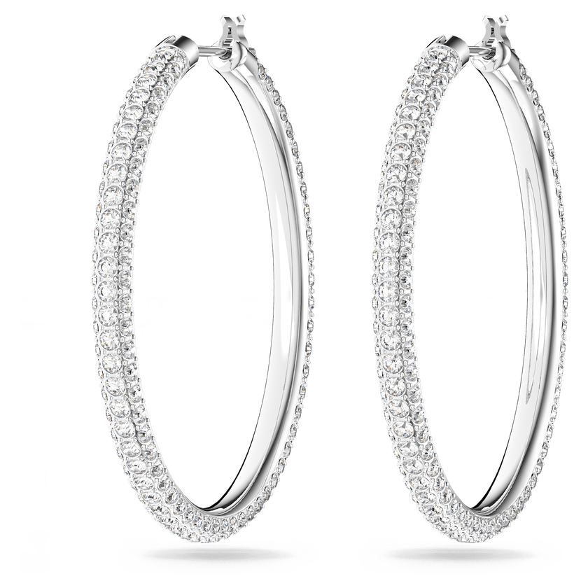 swarovski dextera hoop earrings  pav   large  white  rhodium plated